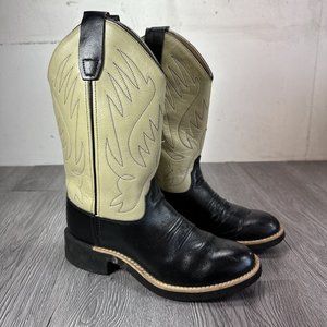 VTG BOYS OLD WEST COWBOY BLACK BOOTS SIZE 3.5